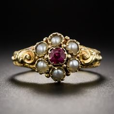 Rubies And Diamonds Ring, Ruby Ring Antique, Pearl Ruby Ring, Victorian Ruby Ring, Ruby Pearl Ring, Pearl And Ruby Ring, Antique Pearl Ring, 1800 Jewelry, 1800s Ring