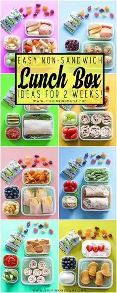 2 Whole weeks of Non-Sandwich - Easy to make - Super fun - Healthy Lunch Box ideas for kids. Forget boring sandwiches, your kids will love eating these lunches at Snacks, Bento, Kids Lunch For School, Healthy Lunchbox, School Lunches, Toddler Lunches, Lunch To Go