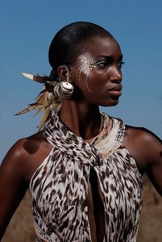 Wedding Make Up: Tribal | VibrantBride.com Supermodels, Black Actresses, Ebony, Beleza, Moda, Dark Beauty