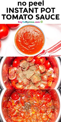 Instant Pot Tomato Sauce is the best easy no peel tomato sauce recipe. Homemade pasta sauce has never been simpler or quicker to make! #TomatoSauce #PastaSauce #InstantPot #InstantPotRecipes KeyToMyLime.com Ideas, Summer, Instant Pot Spaghetti Sauce Recipe, Pasta Sauce Instant Pot, Pasta Sauce Pressure Cooker, Homemade Spaghetti Sauce Recipe