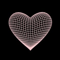 a heart shaped object is shown on a black background with white lines in the shape of a grid