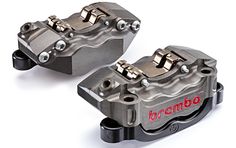 two brake pads are shown on the front and back of each bike's brakes