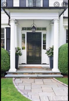 Colonial, Front Porches, Porches, Front Entry Doors, Colonial Front Door, Colonial Exterior, Front Door Design, House Front Door