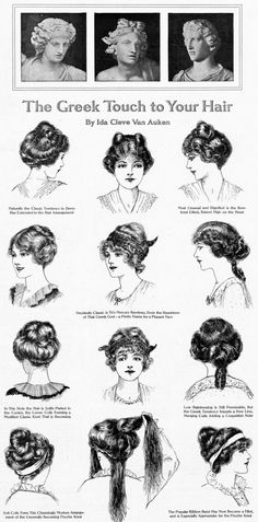 Pretty vintage hairstyles for women from the 1910s Old Hairstyles, 1800s Hairstyles, 1930s Hairstyles, Easy Vintage Hairstyles, Edwardian Hairstyles, Historical Hairstyles, Victorian Hairstyles, Vintage Haircuts, Classic Hairstyles