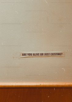 a sign that says are you alive or just existing? on the side of a wall
