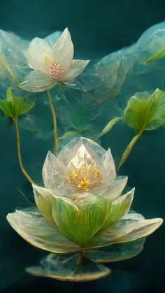 three water lilies floating on top of each other