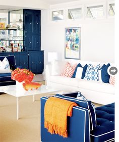 Decoration, Blue White Decor, Colourful Living Room, Trending Decor, Interior Decorating