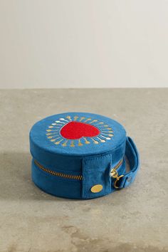 Blue Sacred Heart embroidered velvet jewelry box | L'ATELIER NAWBAR | NET-A-PORTER Jewellery, Heart, Ideas, Piecings, Faux, Velvet, Box, Jewelry, Atelier