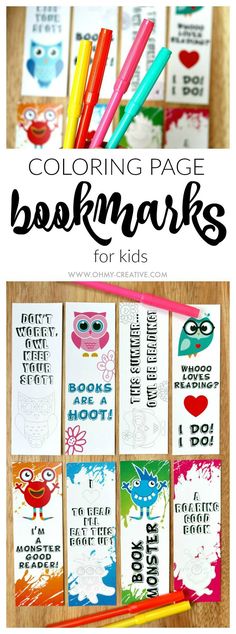 Use these adorable FREE PRINTABLE BOOKMARK COLORING PAGES to get the kids interested in reading and keep their place while they are reading a book from day to day. There are two set of coloring page bookmarks available: cute little monsters and fun adorable owls. Download and print one or both sets! | OHMY-CREATIVE.COM Printables Organizational, Bookmark Coloring, Printable Bookmark, Adorable Owls, Free Printable Bookmarks, Kid Coloring Page, Coloring Bookmarks, Bookmarks Kids, Diy Bookmarks