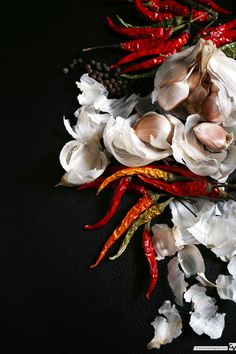 Garlic, Red Wine, Food Art Photography