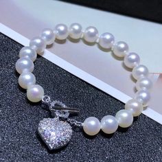 925 sterling silver heart clasp fresh water pearl bracelet – Xingjewelry Brochures, Anthropologie, Fresh, Silver Bracelet, Jewelry Bracelets Gold