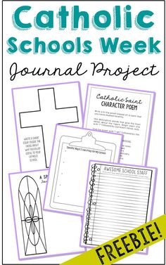 the catholic school week journal project is shown with pictures and text that reads catholic schools week
