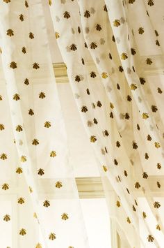 Bee-embroidered silk organza curtains - I love these. I found the picture on Pinterest linked to a sold-out, and slightly suspicious, Amazon listing, and I can’t find them anywhere else, but I’d look for something similar. Decoration, Design, Inspiration, Dekorasyon, Deko, Haus, Dekoration, Bee, Deco