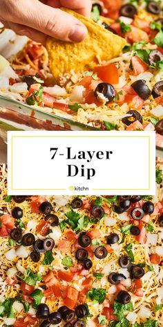 the 7 layer dip is ready to be eaten