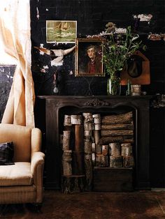 sibella-court-wanderlust-Scotland-Gypsy-fireplace Vintage, Decoration, Ideas, Inspiration, Eclectic, Dark Interiors
