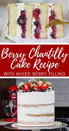 berry chaatly cake recipe with mixed berry filling on the top and bottom layer