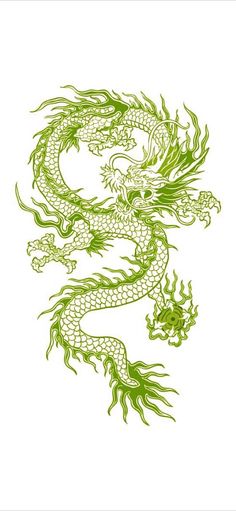 a drawing of a green dragon on white paper