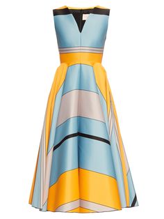 Lovell block-colour jacquard dress | Roksanda | MATCHESFASHION.COM US Polyvore, Jacquard Dress, Striped Dress, Vero Moda, Mid Calf Dresses, Blue Print Dress, Fashion Dresses, Midi Length