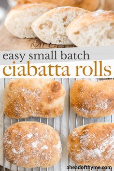 easy small batch ciabatta rolls with powdered sugar on the top and bottom