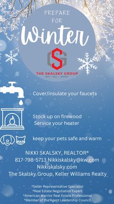 A friendly reminder from #theskalskygroup 🏘🌻🥰 #winter #reminder #realtorlife Education, Winter, Leadership, Real Estate Career, Investing, Chamber Of Commerce, Friendly, Negotiation