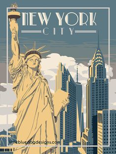 New York City Affiche de voyage vintage | Etsy New York City, Vintage Travel Posters, Retro, Art Deco, Travel Posters, London, Vintage, New York Poster