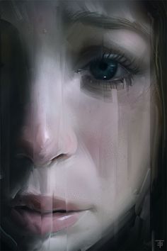 "25.09.2012" - Turhan Algan {contemporary female head woman digital portrait painting} Despair !! Fantasy Art, Manga, Digital Artist, Digital Portrait