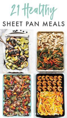 healthy sheet pan meals with text overlay that reads 21 healthy sheet pan meals