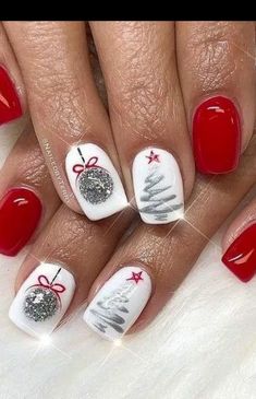 December Nails, Santa Nails, Winter Nail Art, Fingernails, Christmas Nail Art