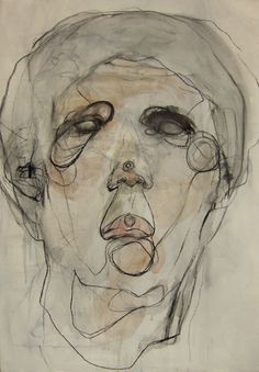 a drawing of a man's face with multiple circles around his eyes and nose