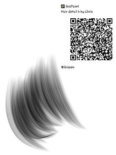 a white background with some black and white hair on it's side, the image has a qr code in front of it