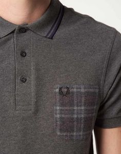 Fred Perry Needle Punch Pocket Polo Shirt in Grey
