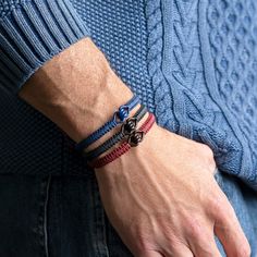 Brace yourself for a super cute look with this Genuine Leather Men's Macrame Handmade Bracelet. This leather jewelry accessory is the perfect fashion complement for everyday wear, made of genuine leather. With stunning good looks and a masculine design, this leather bracelet is gorgeous, and you can wear it for just about any occasion.  This macrame bracelet is the perfect guy gift! Show someone how they make your heart skip a beat with this beauty! Give this weaved bracelet to the man in your l Bijoux, Bracelets, Mens Leather Bracelet, Leather Bracelet, Handmade Leather Bracelets, Leather Band, Leather Cord, Leather Jewelry, Bracelets For Men