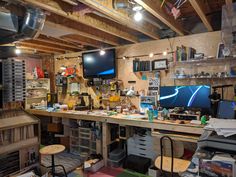 Garages, Home, Workshop, Workshop Shed, Woodworking Desk Plans, Woodworking Desk, Basement Workshop, Garage Interior