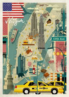 New York / Illustration Vintage, Urban, New York Illustration
