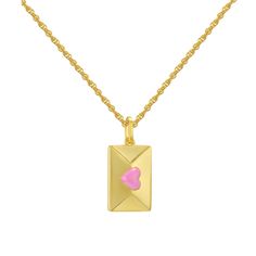 Sent With Love Necklace– EVRYJEWELS Jewellery, Love, Accessories, Karat, Gold, Silver, Jewels, Jewelry, Pink Enamel