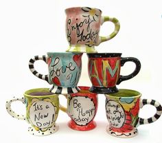 Bijoux, Mugs, Fimo, Painted Mugs, Ceramic Mugs, Hand Painted Mugs, Ceramic Mug, Ceramic Beads