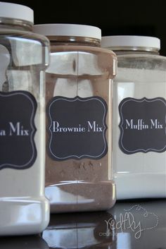 Mixes, Mixes, Mixes! Homemade bulk mixes with some free really cute printable labels. This is genious and a great gift idea! Pop, Larder, Cupcakes, Homemade Baking Mix, Homemade Dry Mixes, Homemade Spices, Spice Mixes