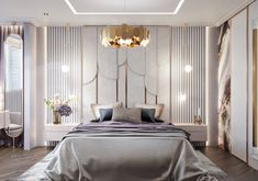 Большая кровать, лаконичные цвета, удобная спальня