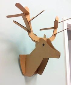 Cardboard Deer Heads, Cardboard, Reindeer Head, Basteln Mit Kindern