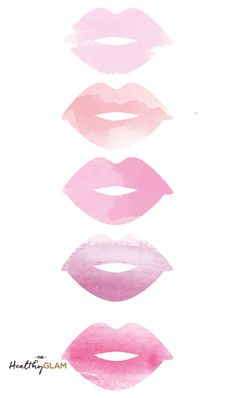 six different lipstick shapes in pink and white