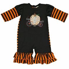 Haute Baby Pumpkin Romper with Headband for Baby PREORDER Clothes, Couture, Baby Headbands, Baby In Pumpkin, Romper Designs, Girl Outfits, Rompers