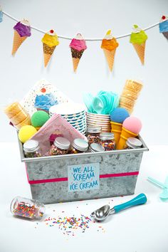 Ice Cream Set, Ice Cream Theme, Gift Basket Themes, Kids Gift Sets