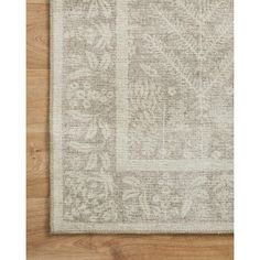 an area rug that has been placed on the floor with wooden floors and wood paneling
