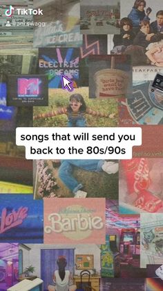 a collage of photos with the words songs that will send you back to the 80s's