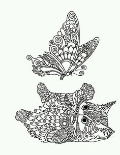 two birds with intricate designs on their wings