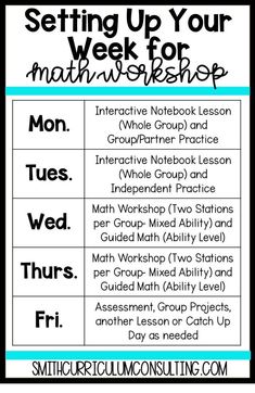 a black and white poster with the words setting up your week for math