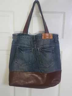 Denim Detail mixed bag | Etsy Denim Bag Patterns, Upcycle Jeans, Denim Bag, Denim Tote Bags, Denim Diy, Denim Purse, Recycle Jeans, Denim Tote