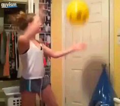 Practicing volleyball indoors. | 22 Things That Seemed Like Good Ideas At The Time Funny Videos, Stupid People, Funny Posts