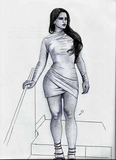 a pencil drawing of a woman in tights