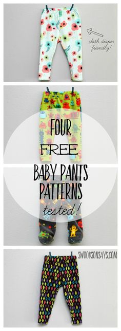 Sewing baby stuff is so fast and fun! Don't spend money on a pattern, check out these 4 Free Baby Pants Sewing Patterns, all sewn up and tested in a sponsored post on Swoodsonsays.com Cloth Nappies, Cloth Diapers